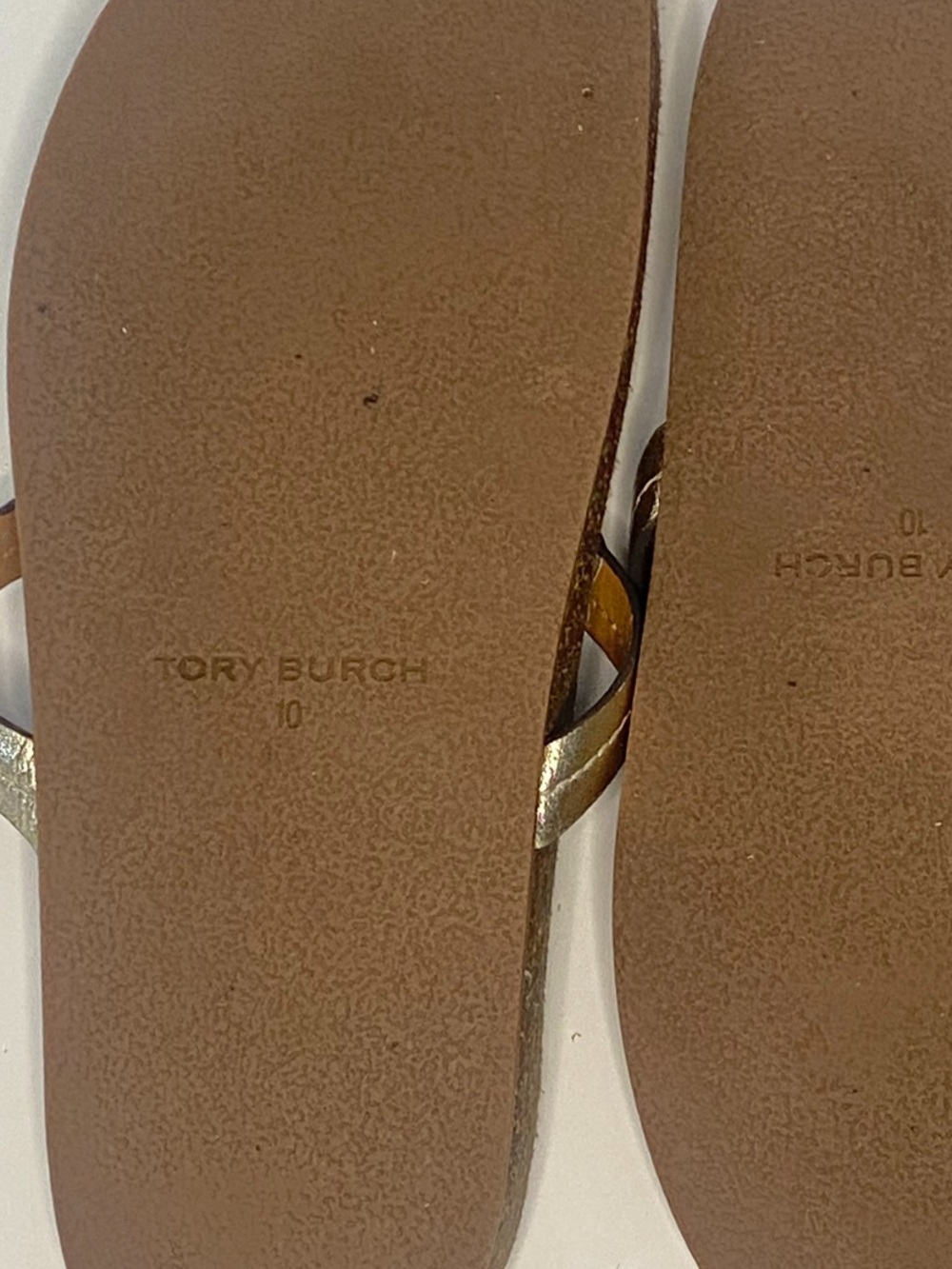 Tory Burch Miller Cloud Metallic Gold Cork Footbed Thong Sandals size 10 EUC - Picture 9 of 11